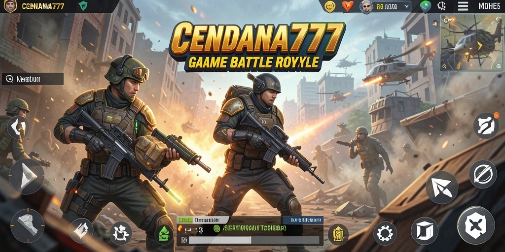 Screenshot CENDANA777 menampilkan aksi mendebarkan dalam pertempuran Battle Royale.
