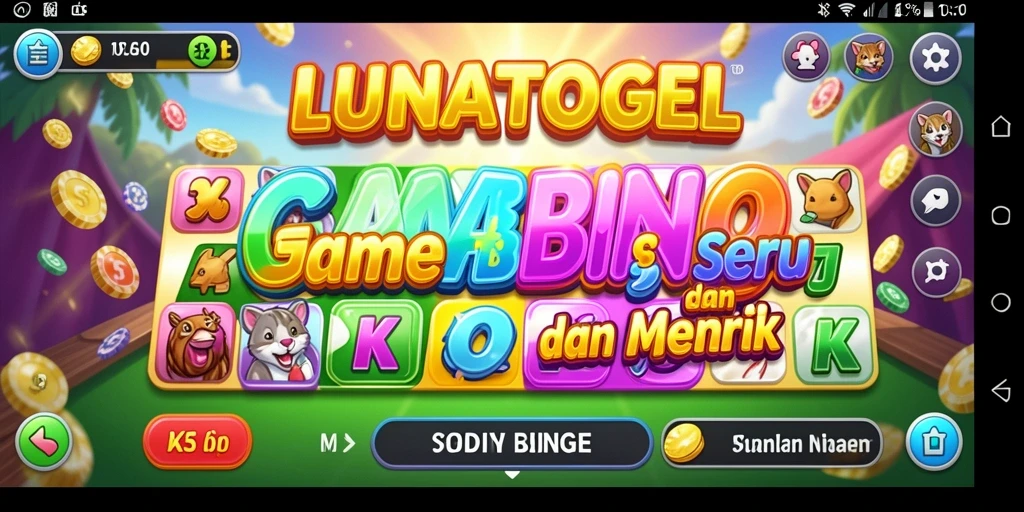 Tampilan gameplay seru di LUNATOGEL dengan suasana Bingo yang menarik.