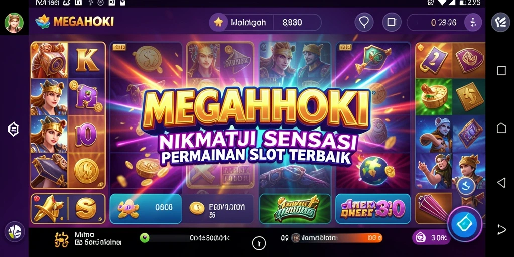 Screenshot gameplay MEGAHOKI yang menarik dan penuh warna.