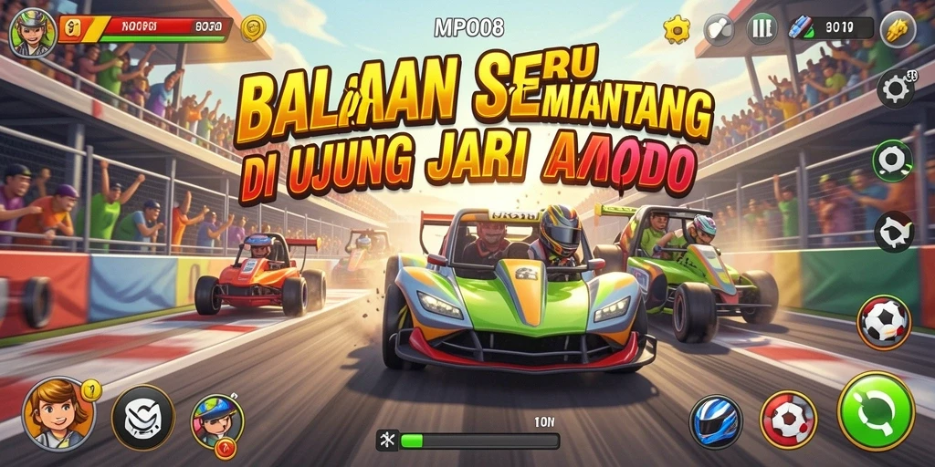 Gameplay MPO08 yang menegangkan dengan aksi balap yang seru.