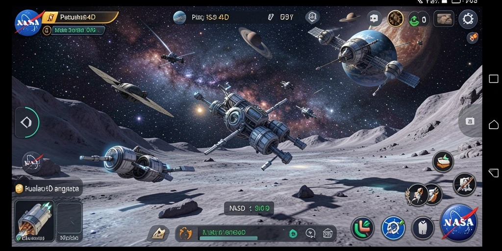 Tampilan gameplay NASA4D yang menarik dan imersif di luar angkasa.