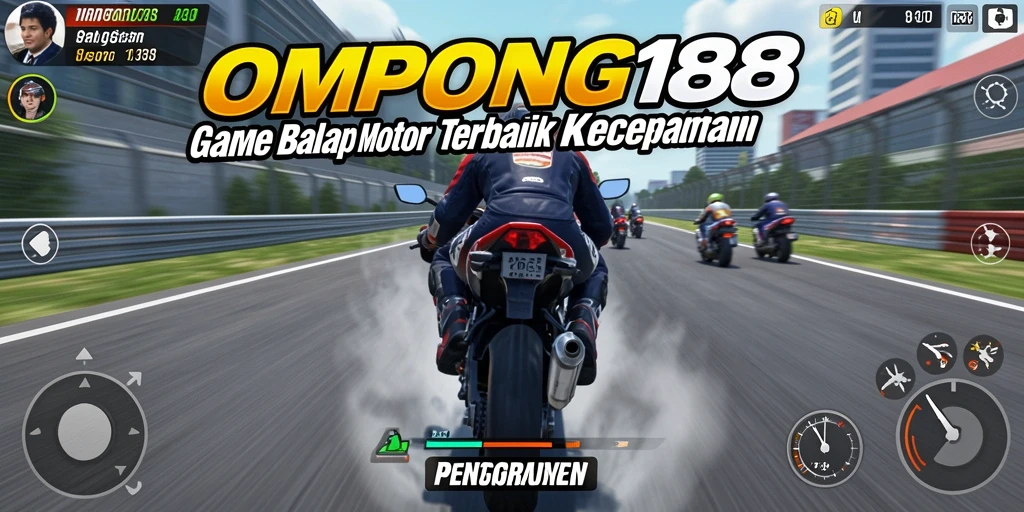 Tangkapan layar OMPONG188 menampilkan aksi balap motor yang mendebarkan.