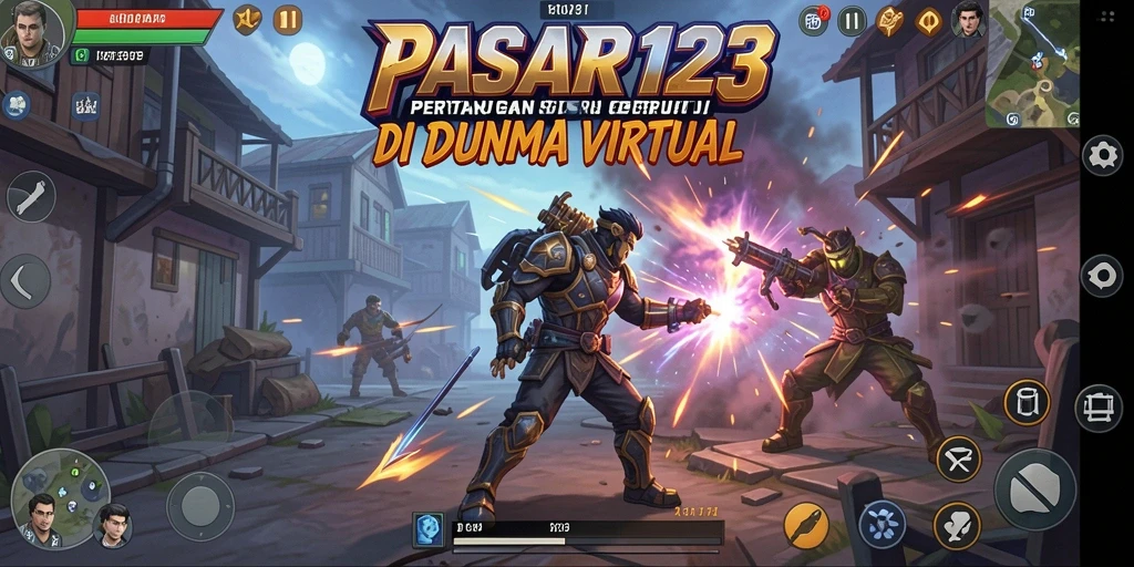 Tampilan gameplay pertarungan PASAR123 yang seru dan mendebarkan.